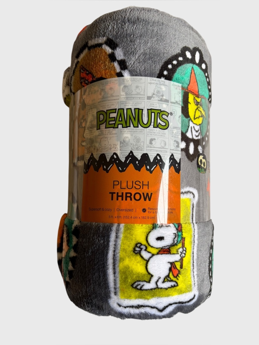 NEW The Big One Peanuts Halloween Plush Throw Blanket 60"W x 72"L Cozy Oversized
